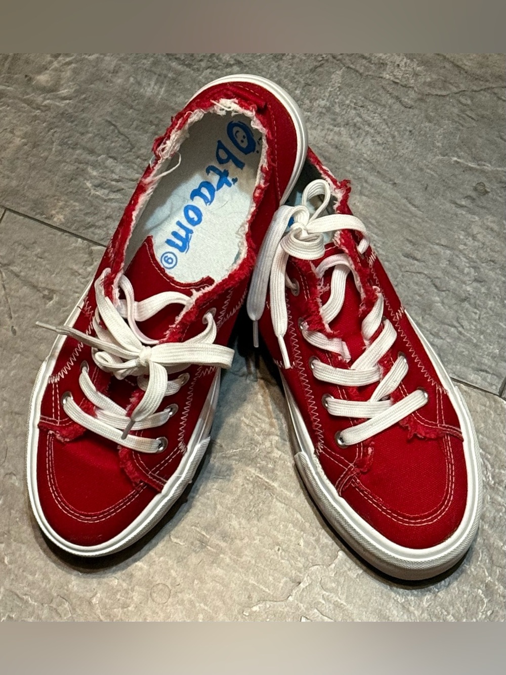 Red Canvas Lace-up Sneakers